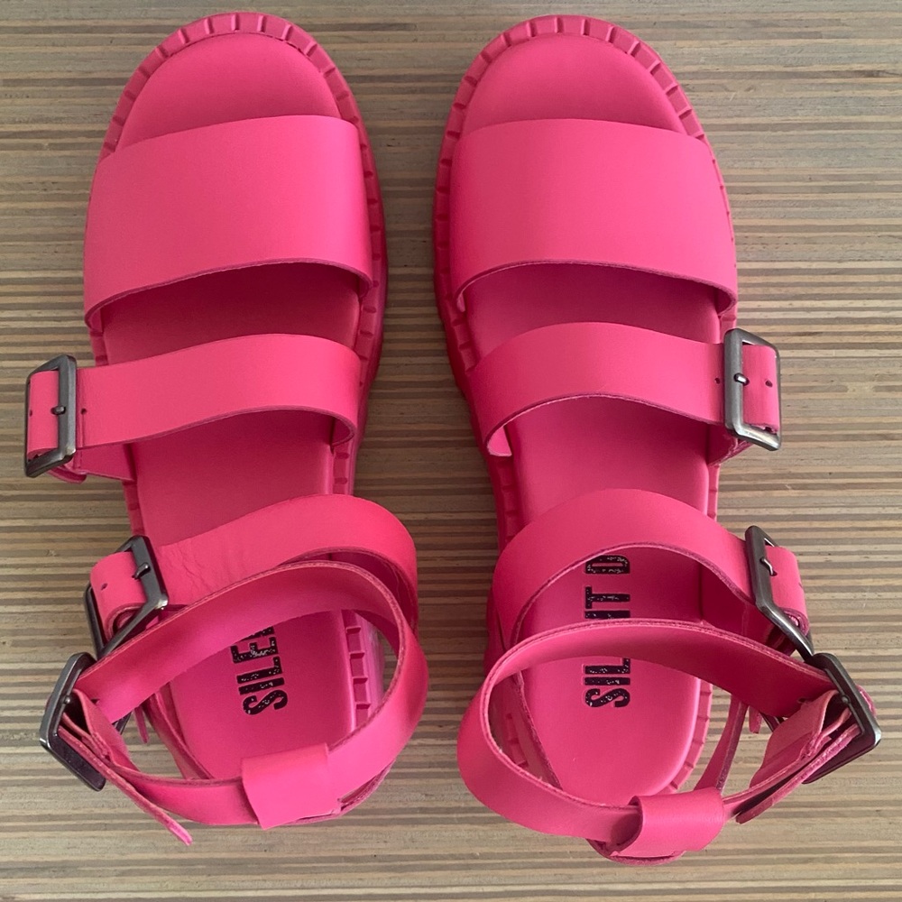 Like New Anthropologie Silent D Friand Gladiator Platform Sandals Shoes Pink 8.5 - Picture 9 of 9